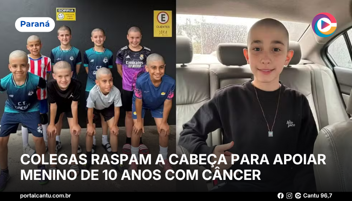 Colegas raspam a cabeça para apoiar menino de 10 anos com câncer