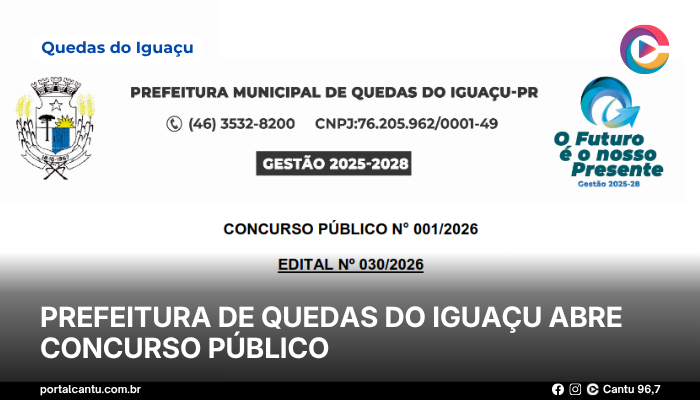 Quedas do Iguaçu - Prefeitura abre concurso público